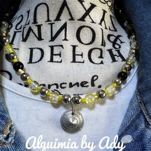 Alquimia Silver and Yellow shell citrine onyx Pendant Necklace